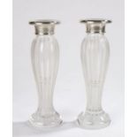 Pair of Elizabeth II silver mounted crystal candlesticks / vases, Sheffield, maker Carr's of