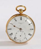 18 carat gold open face pocket watch by Arnold & Dent London, the signed white enamel dial with