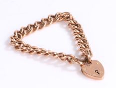 9 carat gold bracelet, the chain link bracelet with padlock clasp and security chain, 17 grams