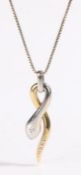 14 carat gold pendant necklace, the white and yellow gold snake pendant with a 0.08 carat diamond