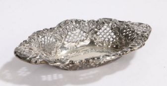 Victorian silver sweetmeat dish, Birmingham 1895, maker Matthew John Jessop, of oval form with