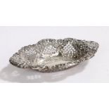 Victorian silver sweetmeat dish, Birmingham 1895, maker Matthew John Jessop, of oval form with