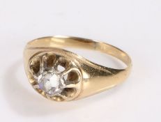 Diamond solitaire ring, the rose cut diamond to the head at approximately 0.50 carat, 1.8 grams,