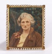 Early 20th Century 9 carat gold and pearl set miniature picture frame, the frame with a pearl bead
