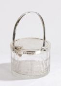 George V silver and clear glass preserve pot, Birmingham 1935, maker Hukin & Heath, the arched swing