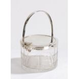 George V silver and clear glass preserve pot, Birmingham 1935, maker Hukin & Heath, the arched swing