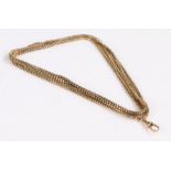 Victorian 9 carat gold chain, with a clip end and long chain links, 38 grams, 87cm long