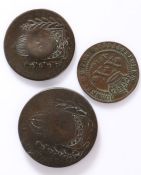 Brazil, clins to include 20 Reis (Colonial coinage) 1814, 20 Reis and 40 Reis, (3)