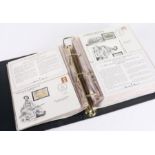 Danbury Mint 50th anniversary of WW2 commemorative stamp covers collection, housed in a binder