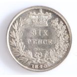 VICTORIA 1837-1901 Silver sixpence of 1840, Spink Type A1, First Head to the left, 3908.