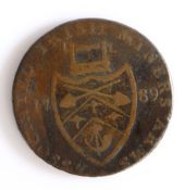 British Token, copper halfpenny, 1789, ASSOCIATED IRISH MINE COMPANY 1789 with central mining themed