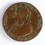 British Token, copper halfpenny, IOHN HOWARD F.R.S HALFPENNY, with central bust, the reverse