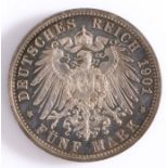 GERMANY, Prussia silver 5 marks 1901A, 200 years of the Kingdom of Prussia the obverse being