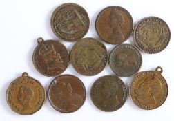 Tokens and medallions, to include various with busts to include George III, Princess Charlotte, Duke