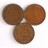 India Straits, Victoria One Cent 1862, together with East India Company 1845 One Cent and Straits