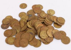 Collection of Brass Gaming tokens, with George III to the obverse, approx. 110