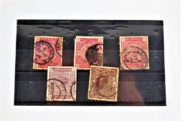 Stamps, GB 1884 5/- (3) 2/6 + EDVII 2/6