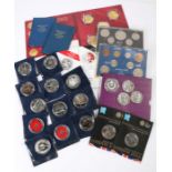 Coins collection, to include Proof £5, Royal Mint cased coin, London 2012, x 2, Decimal sets, £5