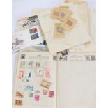 Stamps to include Stanley Gibbons Gay Venture album, loose pages, covers, envelopes etc. (qty)