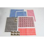 GB stamps, pre decimal mint in blocks and sheets, some in envelopes as delivered, one box