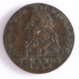 British 18th Century Token, Newgate Prison and T. Hardy (tried for high treason)