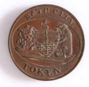 British 18th Century Token, Cross Bath Pump House, Bath City Token