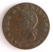 British Token, copper halfpenny, 1795 , Brunswick, BRUNSWIK HALFPENNY, with central depiction of