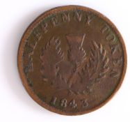 Canadian Token, copper halfpenny, PROVINCE OF NOVA SCOTIA, with central profile bust of Victoria,