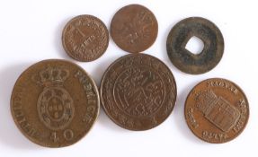 World coins, to include Hungary Krajczar 1848, Germany State 1 Heller, Austria, Portugal 40 Reis,