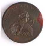 British Token, copper halfpenny, 1812, Hull, PAYABLE BY I.K. PICARD. LEAD WORKS HULL, with HULL HALF