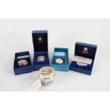 Five Halcyon Days enamel boxes, commemorating the Queen Mother, another from a design based on a