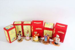 Six boxed Beatrix Potter Peter Rabbit figures, Royal Doulton Bunnykins, to include Captain's Wife