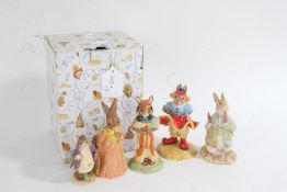 Five Beatrix Potter Peter Rabbit figures, Royal Doulton, Bunnykins, Royal Albert, Border Fine