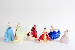 Collection of six Coalport and Royal Doulton figurines, to include Debutantes Nina, Southern Belle