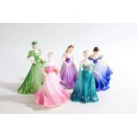 Collection of five Coalport figurines, Debutante and others, to include Cinderella's Ball, Stella