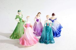 Collection of five Coalport figurines, Debutante and others, to include Cinderella's Ball, Stella