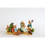 Five Beatrix Potter Peter Rabbit figures, by Border Fine Arts, to include Peter Rabbit with Spade