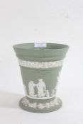 Wedgwood Jasperware vase in green, 17cm high