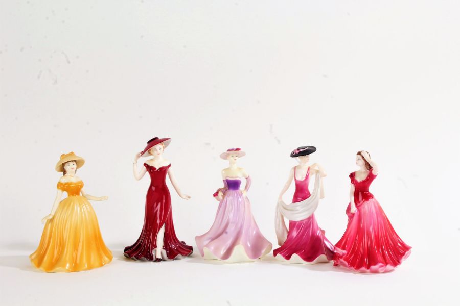 Collection of five Coalport Debutante figurines, to include Abbie, Loretta and others (5)