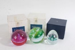 Three Caithness glass paperweight, including Moonbeam, Sorcerer's Apprentice and Desert Spring (3)