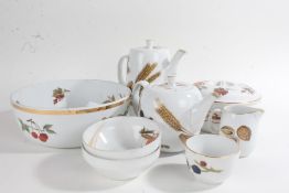 Quantity of Royal Worcester 'Evesham' and 'Wild Harvest' china, to include a bowl, coffee pot, tea