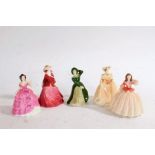 Collection of five Coalport Minuettes figurines, to include Zoe, Leona and others (5)