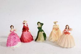 Collection of five Coalport Minuettes figurines, to include Zoe, Leona and others (5)