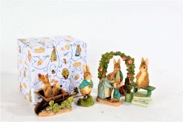 Five Beatrix Potter Peter Rabbit figures, to include Mrs Rabbit and Peter and others (5)