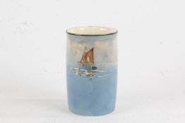 Early 20th Century Royal Doulton vase, depicting a ship on a calm sea, 12.5cm high