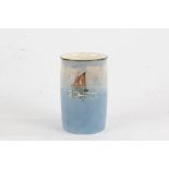 Early 20th Century Royal Doulton vase, depicting a ship on a calm sea, 12.5cm high