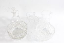 Eleven Waterford cut glass tumblers, together with three glass bowls, two jugs, one decanter, and an