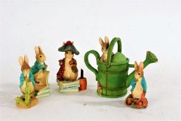 Five Beatrix Potter Peter Rabbit figures, to include Peter Rabbit with Watering Can Trinket Box