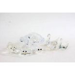 Collection of crystal glass animal ornaments, some possibly Swarovski, to include a pig, hedgehog,