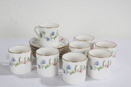 Royal Worcester porcelain coffee cups and saucers, comprising of eight each (one saucer AF), all